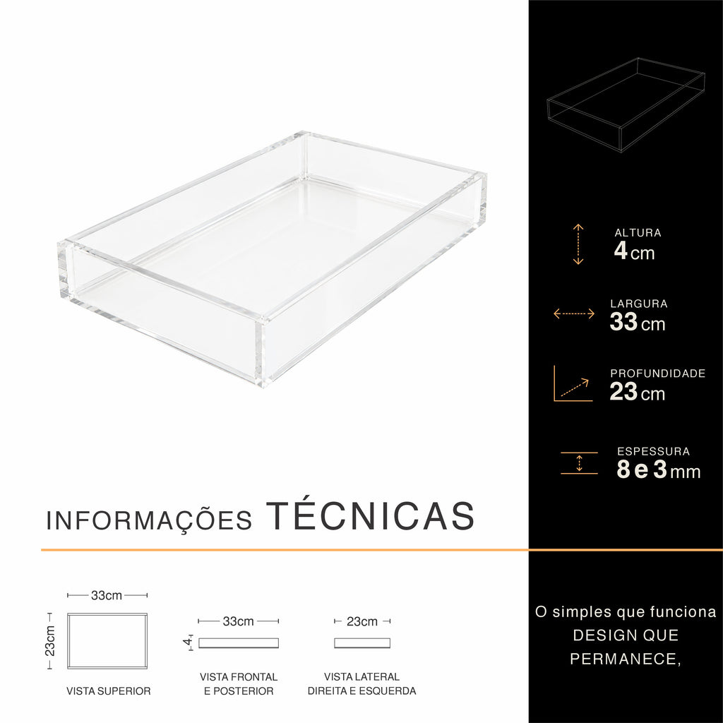 Bandeja ESSENCIAL em Acrílico Cristal Premium