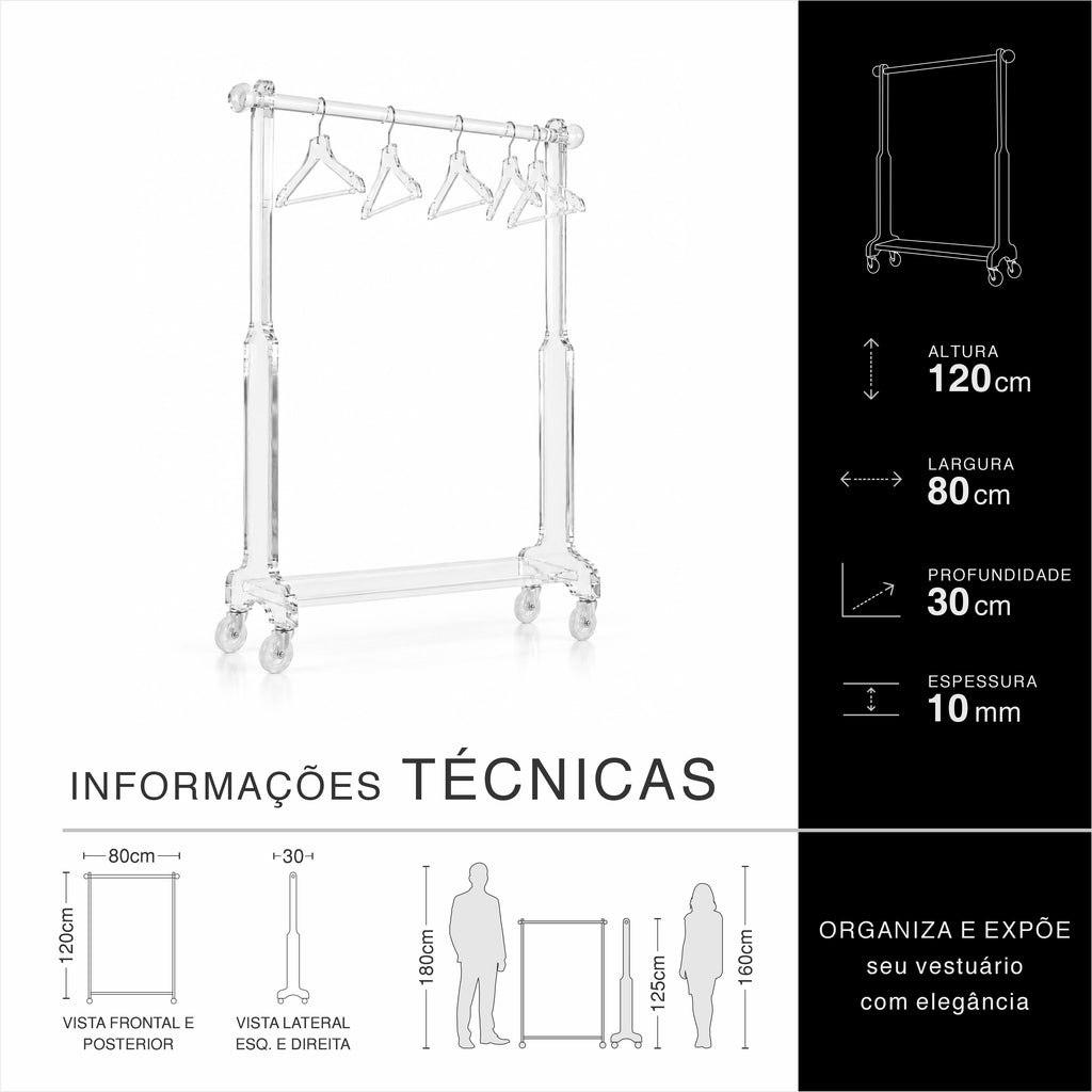 Arara LEV com Rodízios | Acrílico Cristal