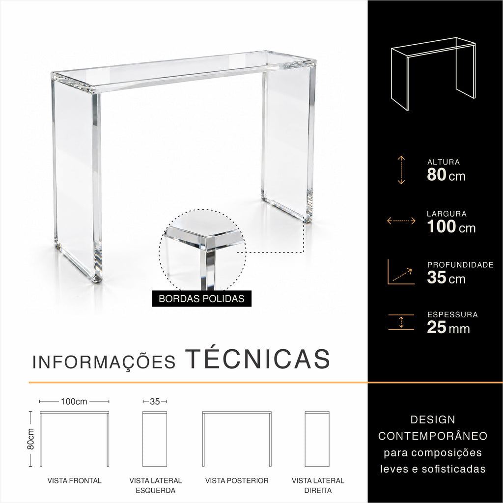 Aparador ONE em	Acrílico Cristal Premium
