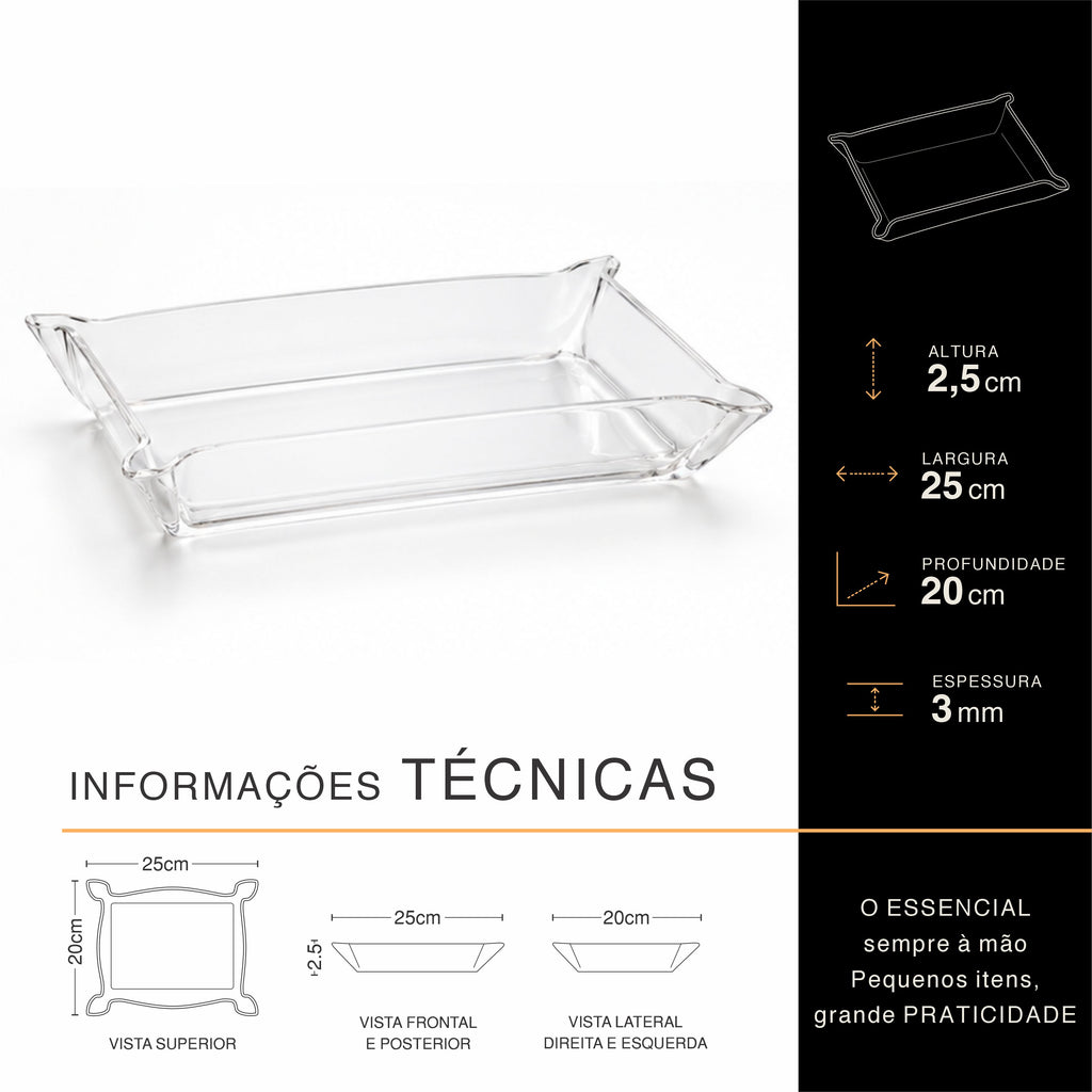 Bandeja para Acessórios em Acrílico Cristal