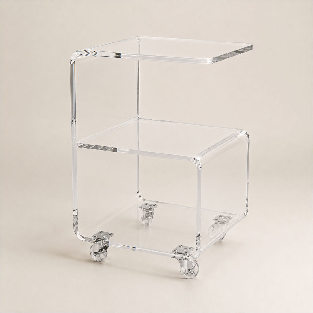 Mesa de Canto CURVE com Rodízios | Acrílico