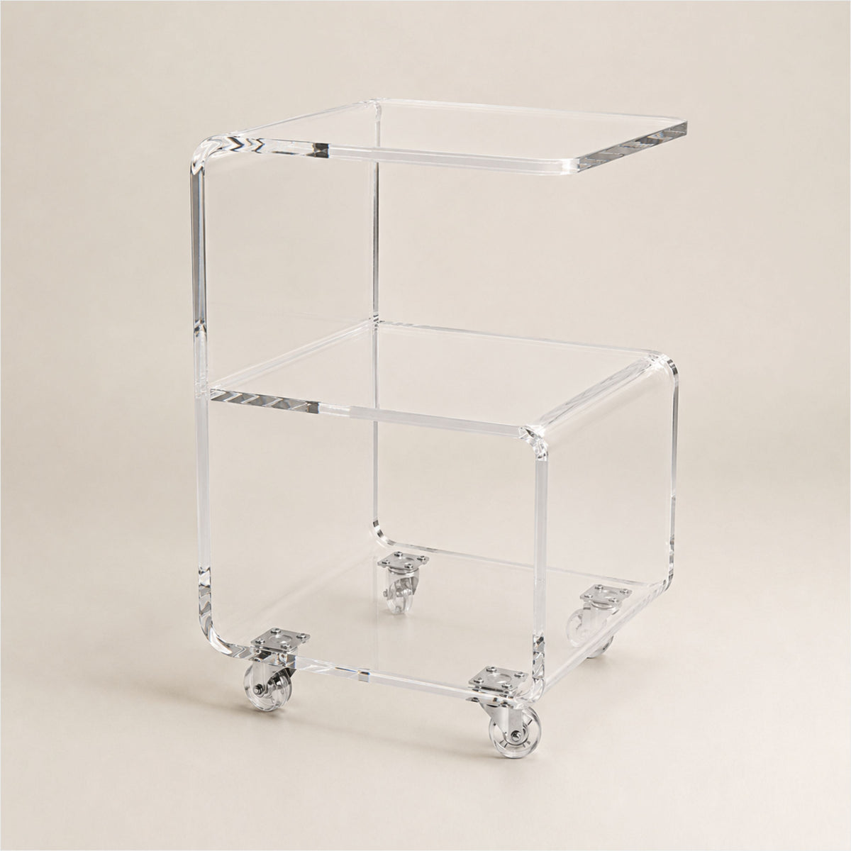 Mesa de Canto CURVE com Rodízios | Acrílico