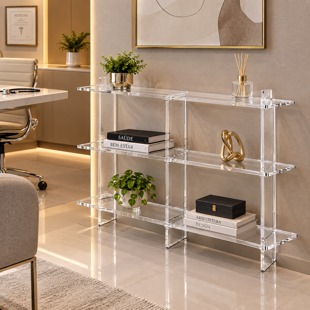 Aparador SLIM 3 Prateleiras em Acrílico Cristal