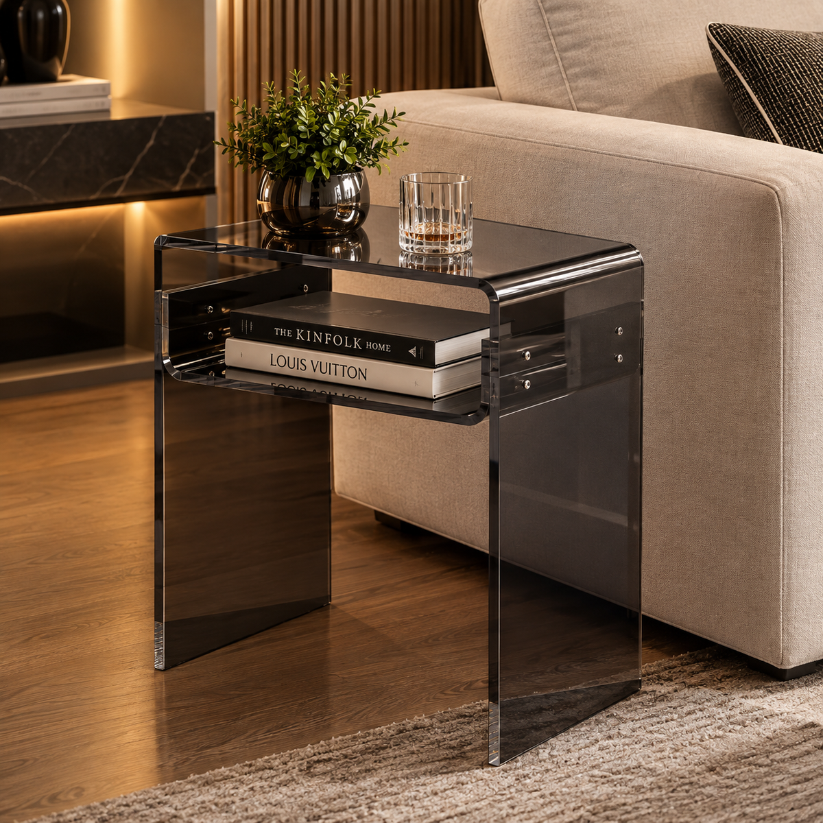 Mesa de Canto Montável em Acrílico Cristal