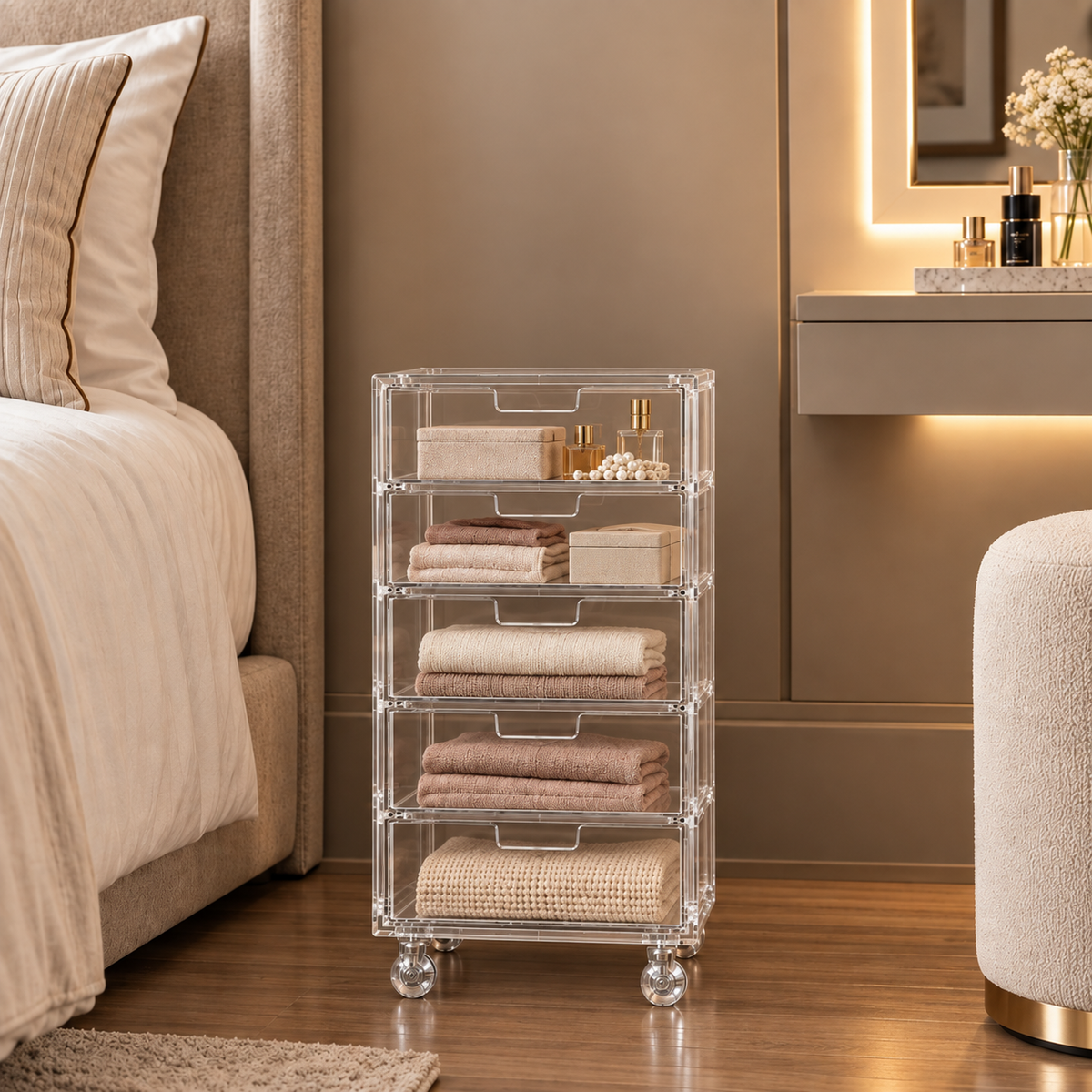 Gaveteiro Organizador Móvel Compacto 5 Gavetas - H=65cm