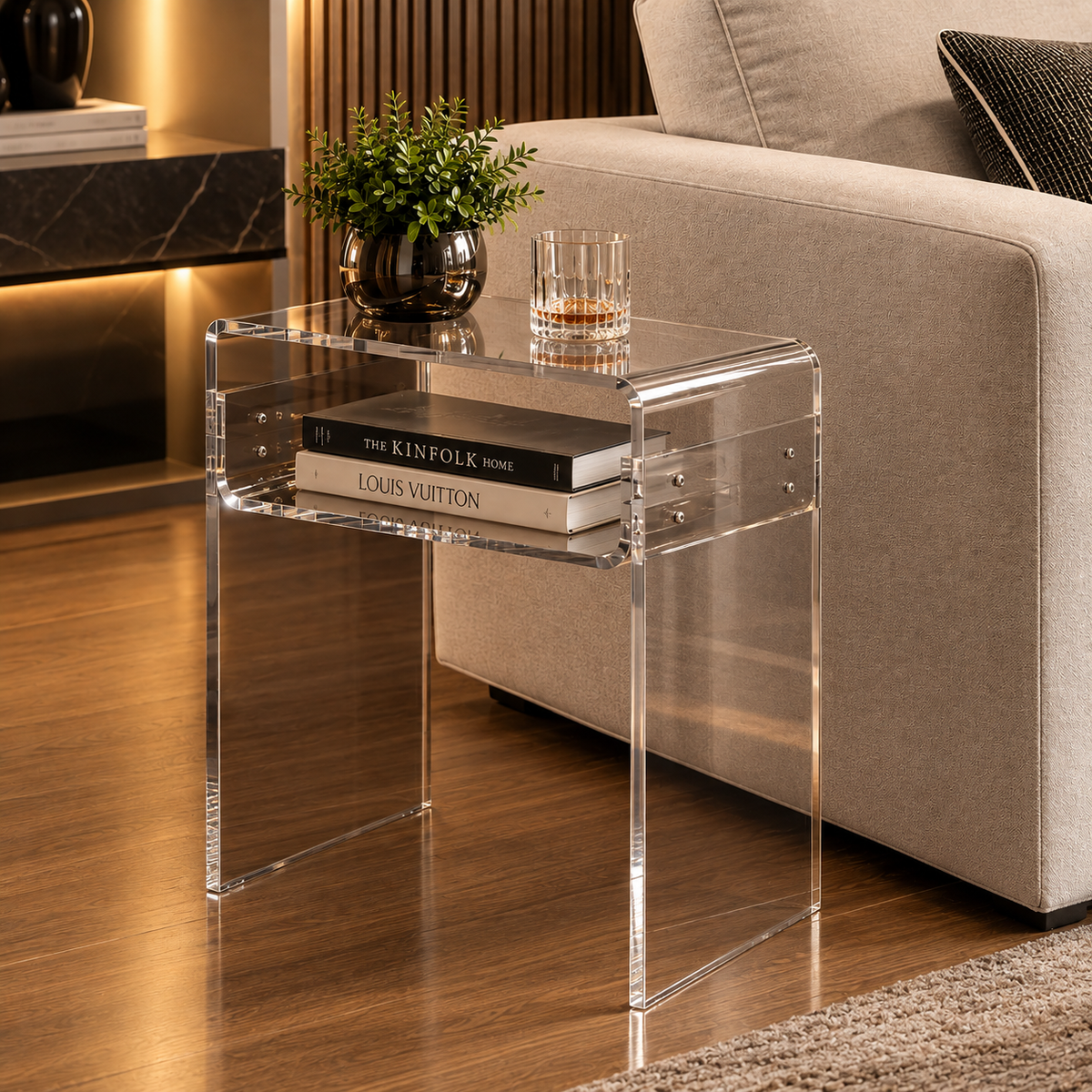 Mesa de Canto Montável em Acrílico Cristal