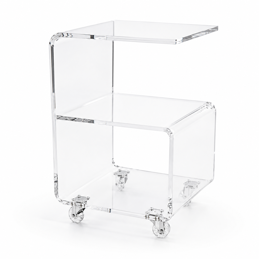 Mesa de Canto CURVE com Rodízios | Acrílico
