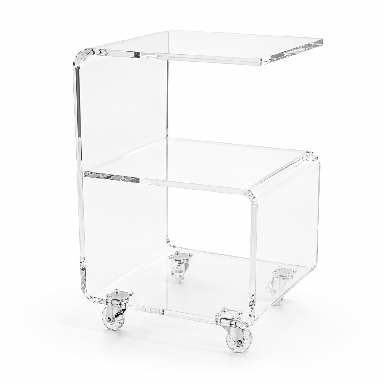 Mesa de Canto CURVE com Rodízios | Acrílico