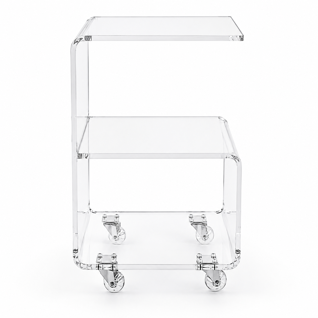 Mesa de Canto CURVE com Rodízios | Acrílico
